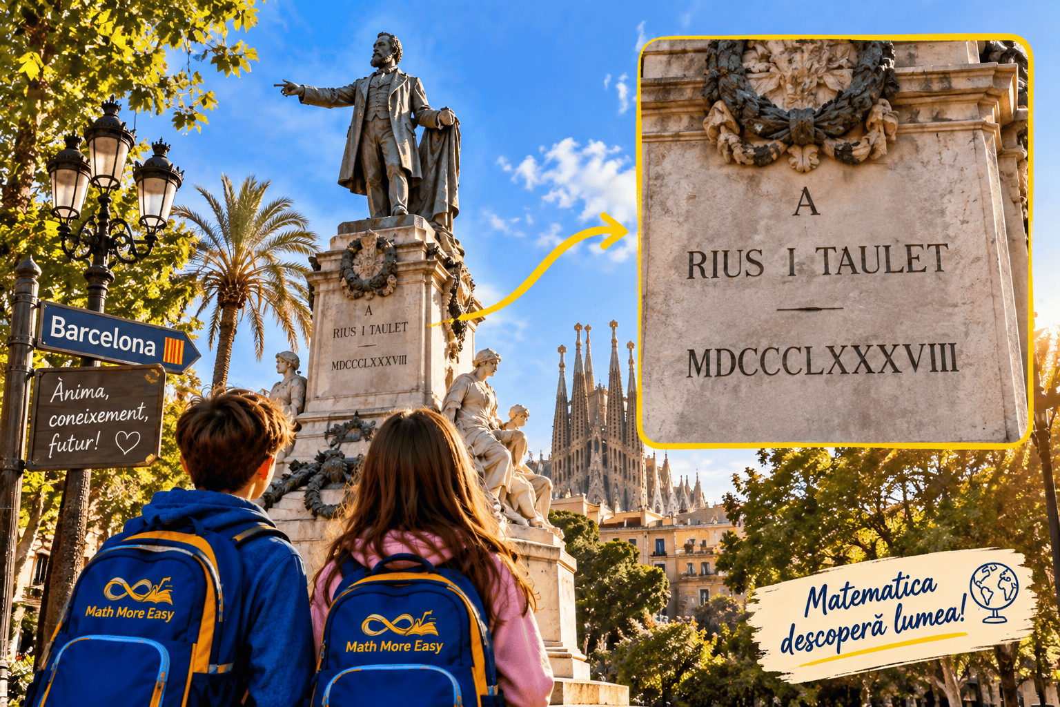 Monumentul Rius i Taulet din Barcelona și cifre romane