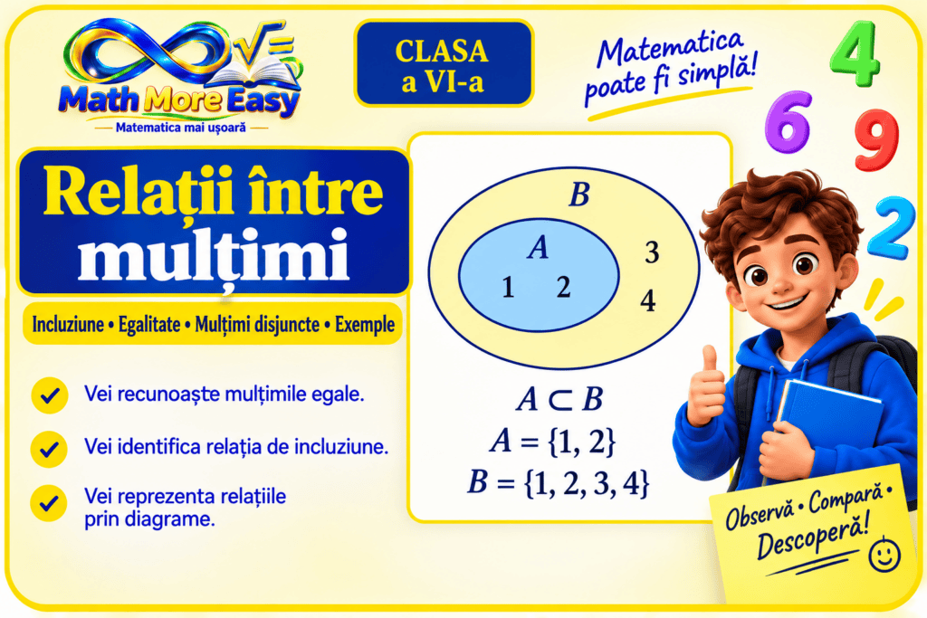 Relații între mulțimi și submulțimi, lecție pentru clasa a VI-a