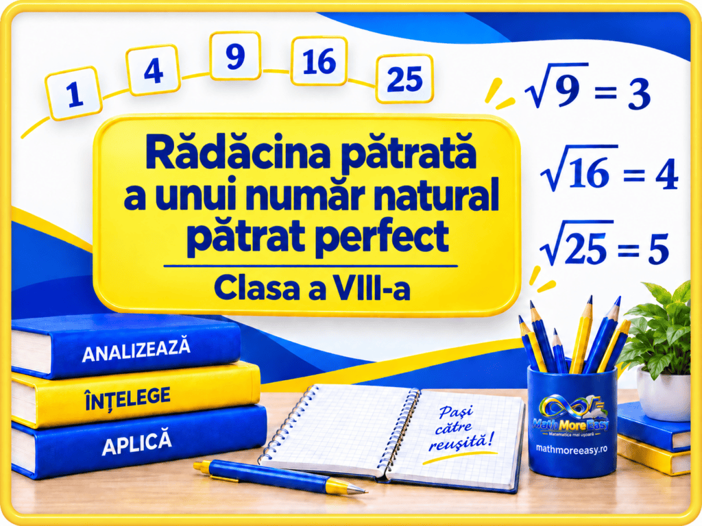 Rădăcina pătrată a unui număr natural pătrat perfect, lecție pentru clasa a VIII-a