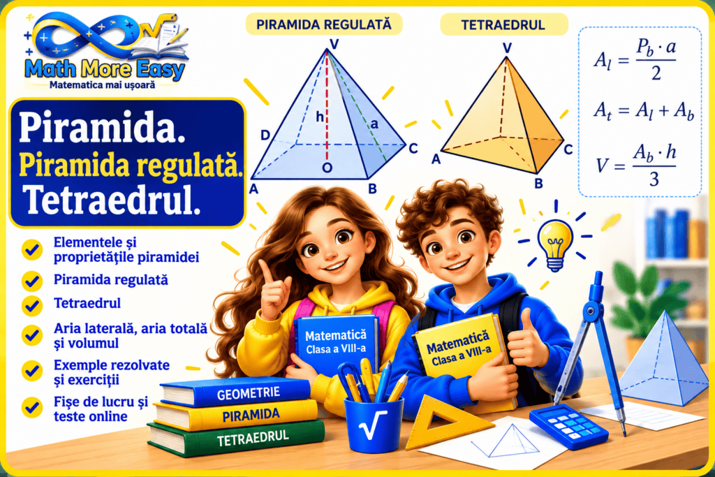 Piramida regulată și tetraedrul pentru clasa a VIII-a