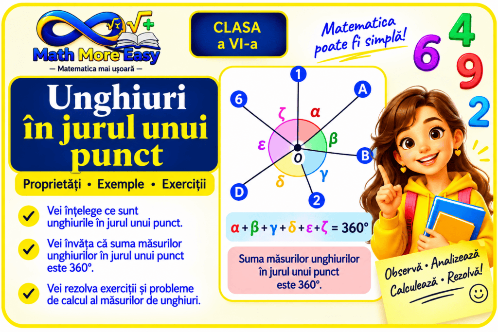 Unghiuri în jurul unui punct cu suma măsurilor egală cu 360°