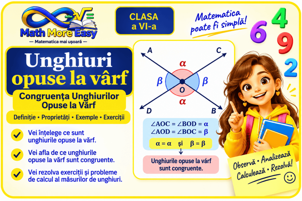 Unghiuri opuse la vârf clasa a 6-a și congruența unghiurilor